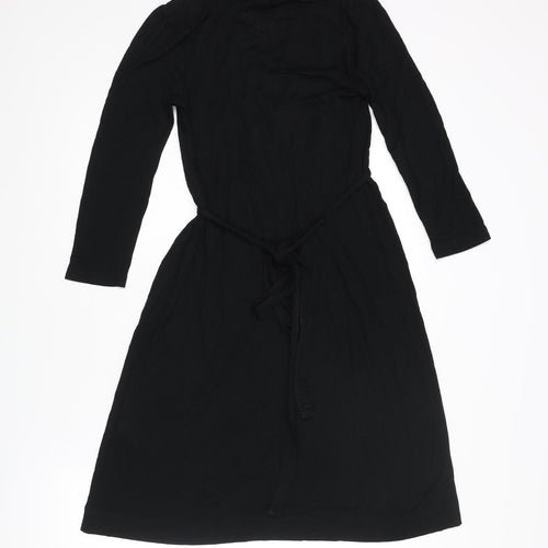 French Connection Womens Black Viscose A-Line Size 6 V-Neck Pullover