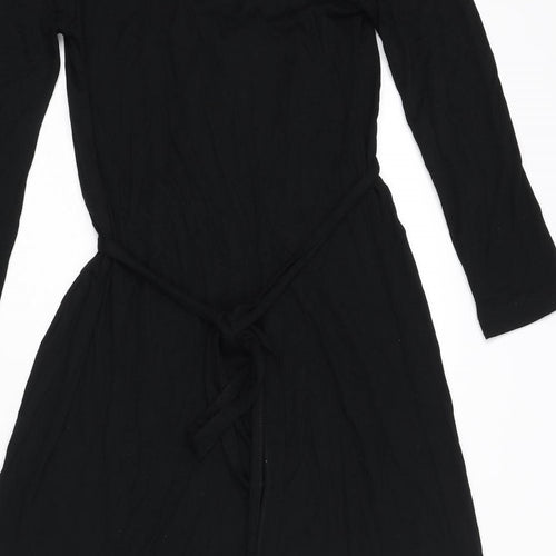 French Connection Womens Black Viscose A-Line Size 6 V-Neck Pullover
