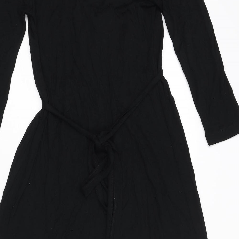 French Connection Womens Black Viscose A-Line Size 6 V-Neck Pullover