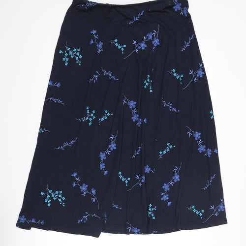 Evans Womens Blue Floral Viscose Swing Skirt Size 18