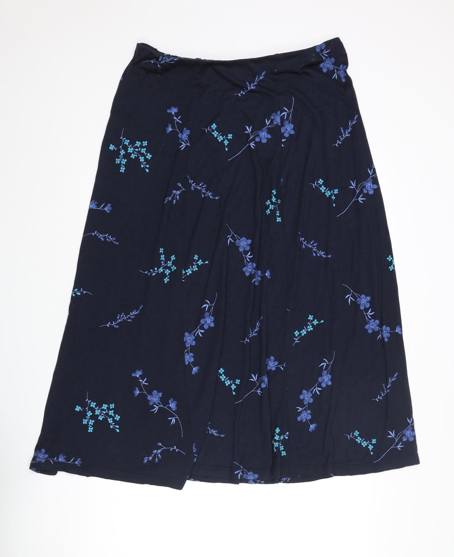 Evans Womens Blue Floral Viscose Swing Skirt Size 18