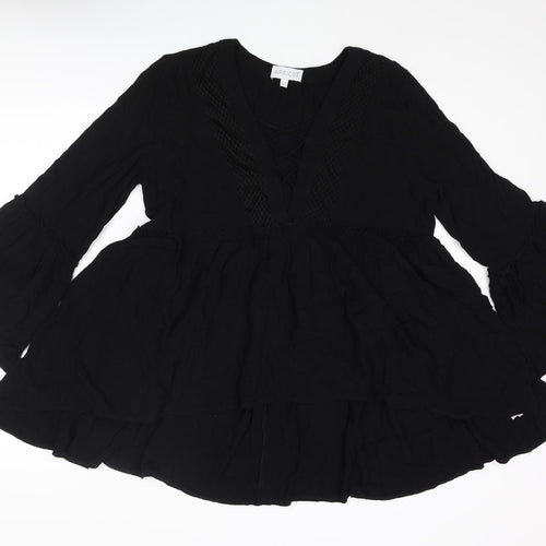 Apricot Womens Black Viscose Basic Blouse Size 8 V-Neck