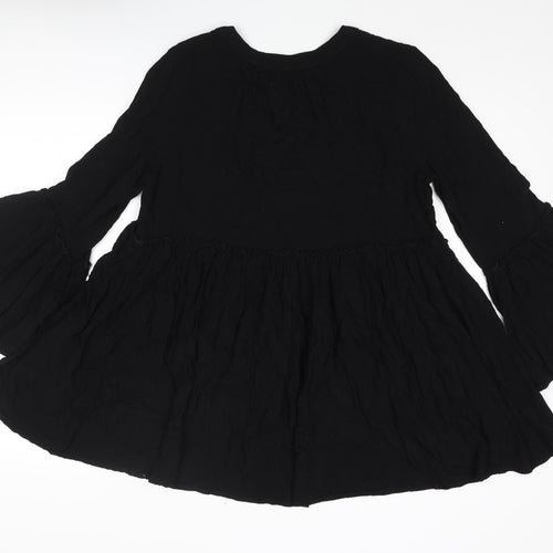 Apricot Womens Black Viscose Basic Blouse Size 8 V-Neck