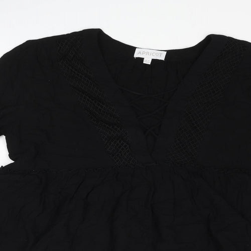Apricot Womens Black Viscose Basic Blouse Size 8 V-Neck