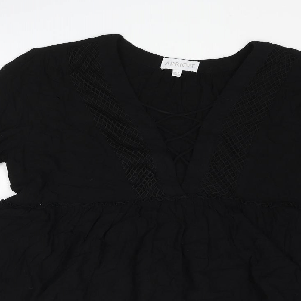 Apricot Womens Black Viscose Basic Blouse Size 8 V-Neck
