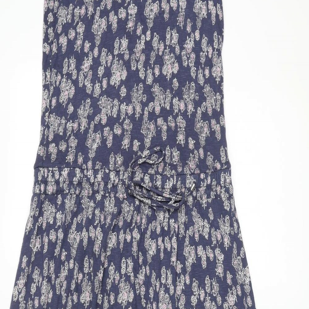 Indigo Womens Blue Floral Viscose Maxi Size 10 Round Neck Pullover