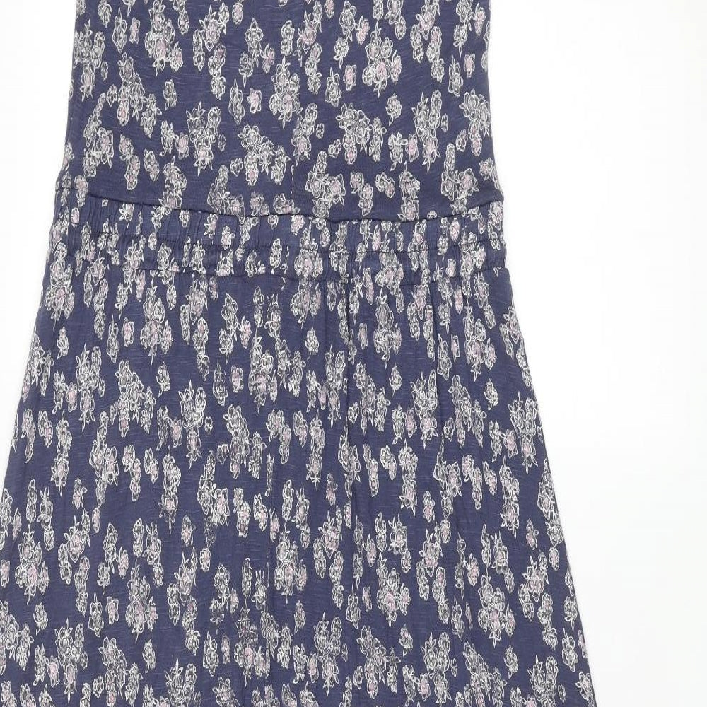 Indigo Womens Blue Floral Viscose Maxi Size 10 Round Neck Pullover