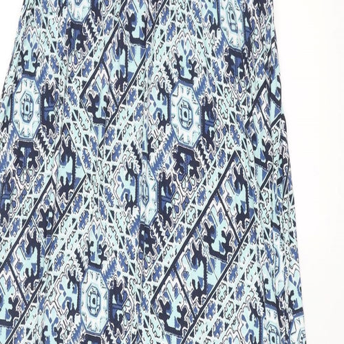 ESMARA Womens Blue Geometric Viscose Maxi Size XL V-Neck Pullover