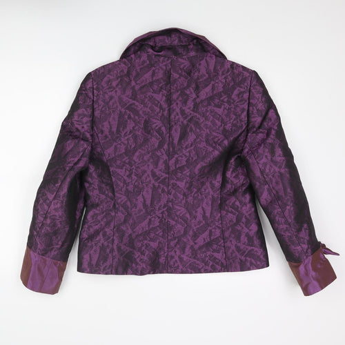 John Bentley Womens Purple Geometric Jacket Blazer Size 12 Button
