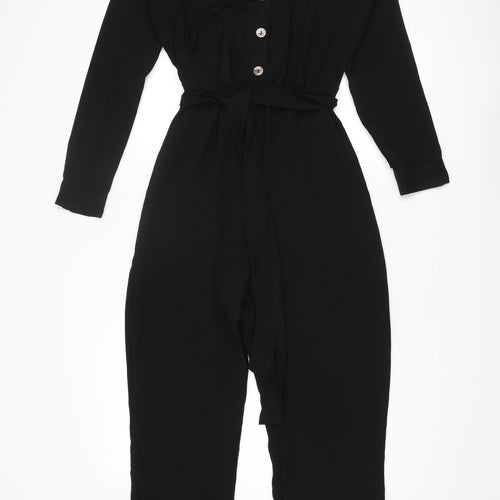 New Look Womens Black Polyester Jumpsuit One-Piece Size 10 L27 in Button