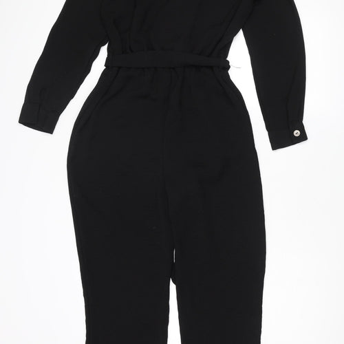 New Look Womens Black Polyester Jumpsuit One-Piece Size 10 L27 in Button