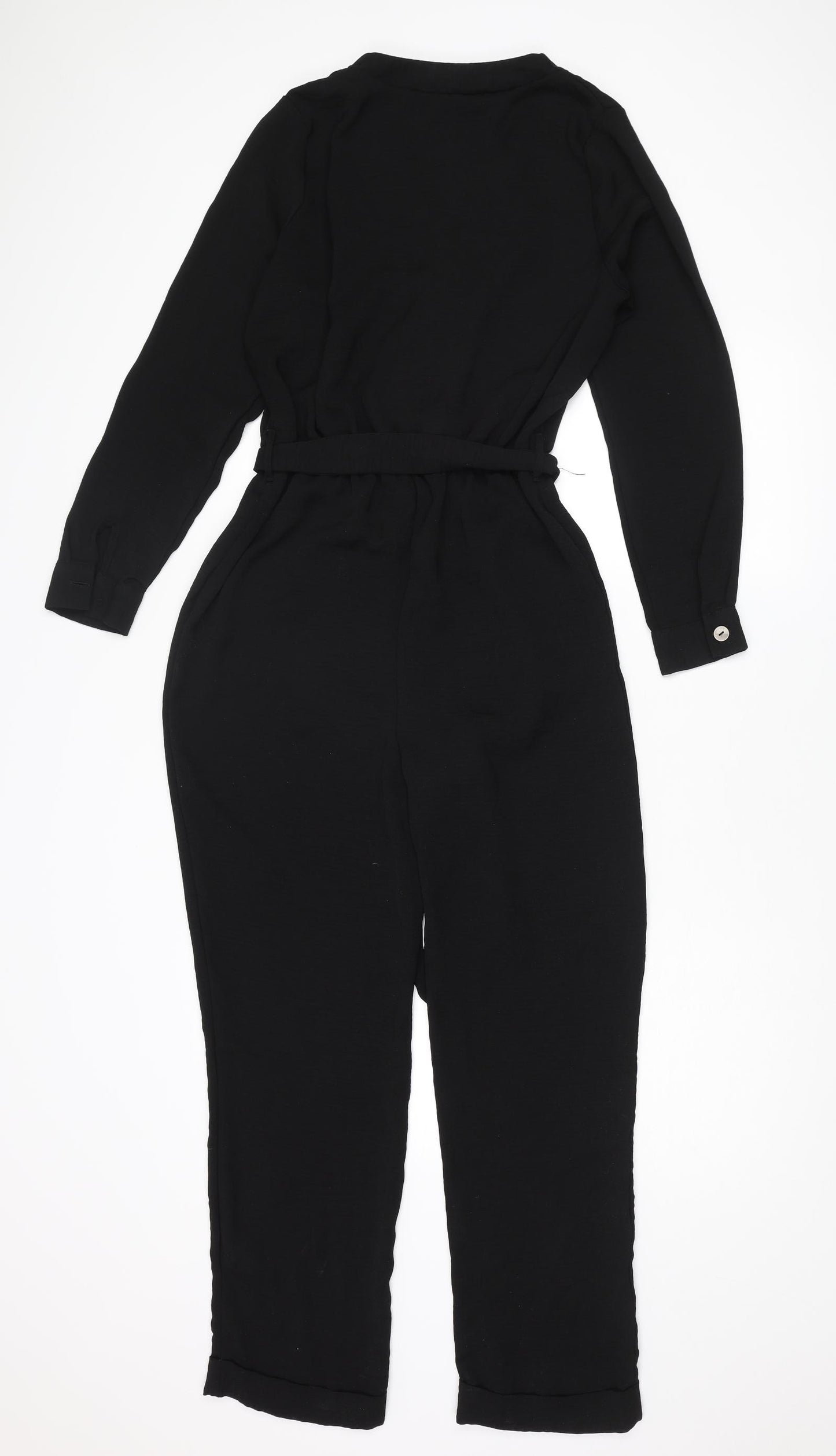 New Look Womens Black Polyester Jumpsuit One-Piece Size 10 L27 in Button