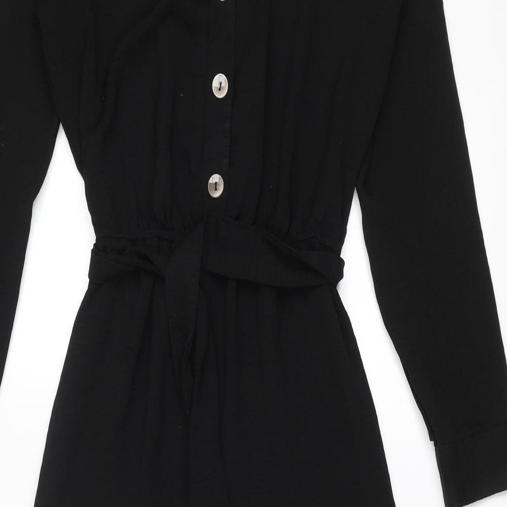 New Look Womens Black Polyester Jumpsuit One-Piece Size 10 L27 in Button