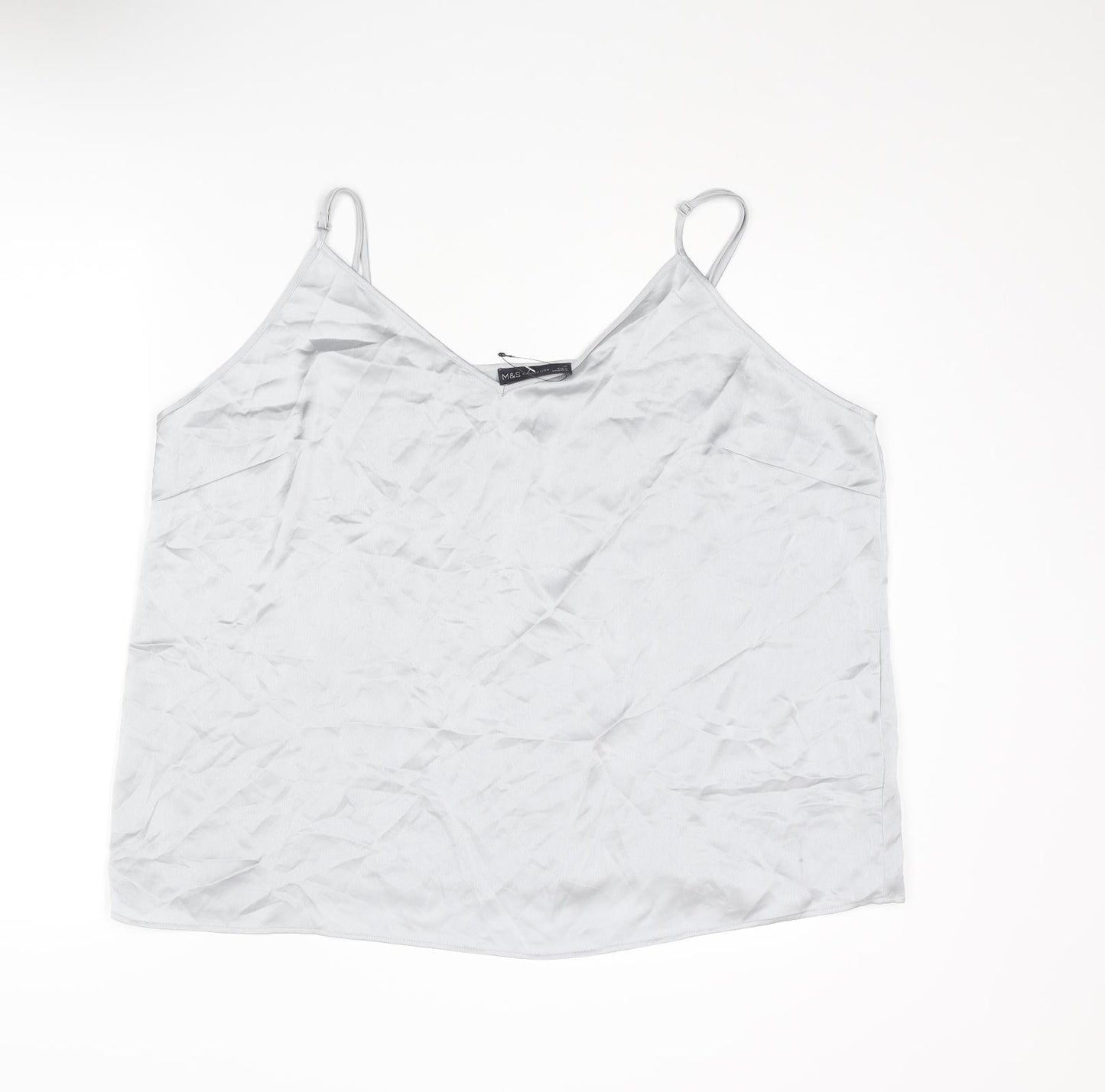 Marks and Spencer Womens Silver Polyester Camisole Tank Size 22 V-Neck