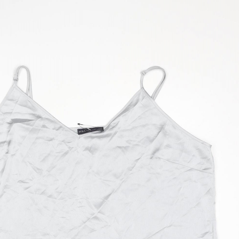 Marks and Spencer Womens Silver Polyester Camisole Tank Size 22 V-Neck
