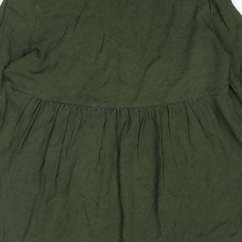 Zara Womens Green Lyocell Basic Blouse Size S Collared