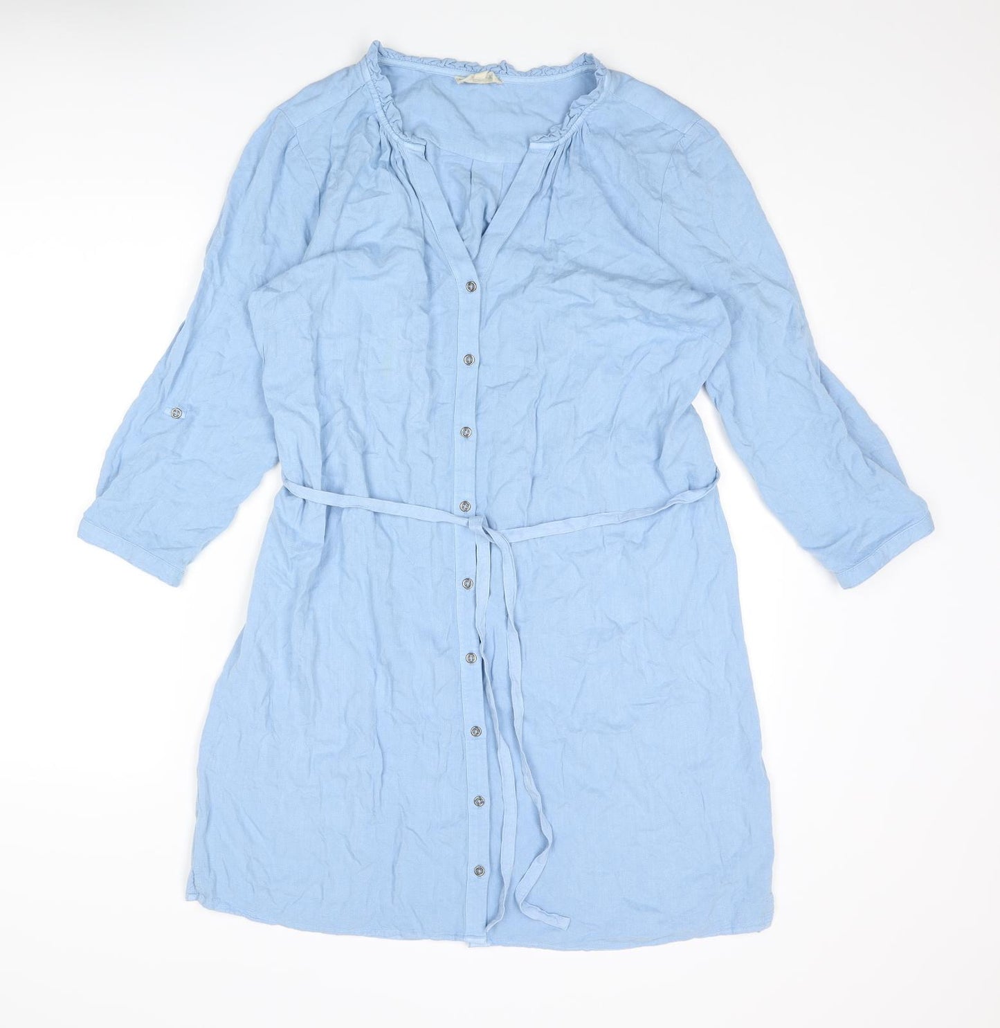 Phase Eight Womens Blue Viscose A-Line Size 14 V-Neck Button
