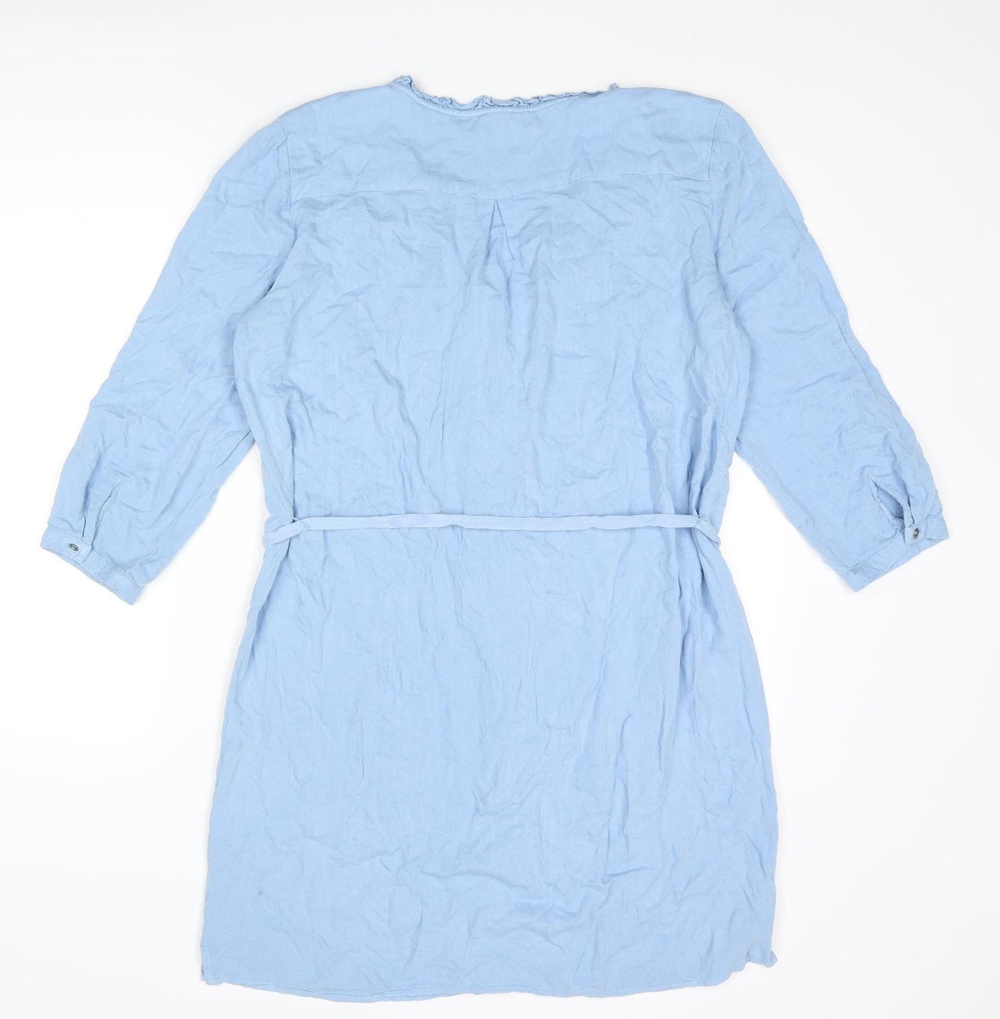 Phase Eight Womens Blue Viscose A-Line Size 14 V-Neck Button