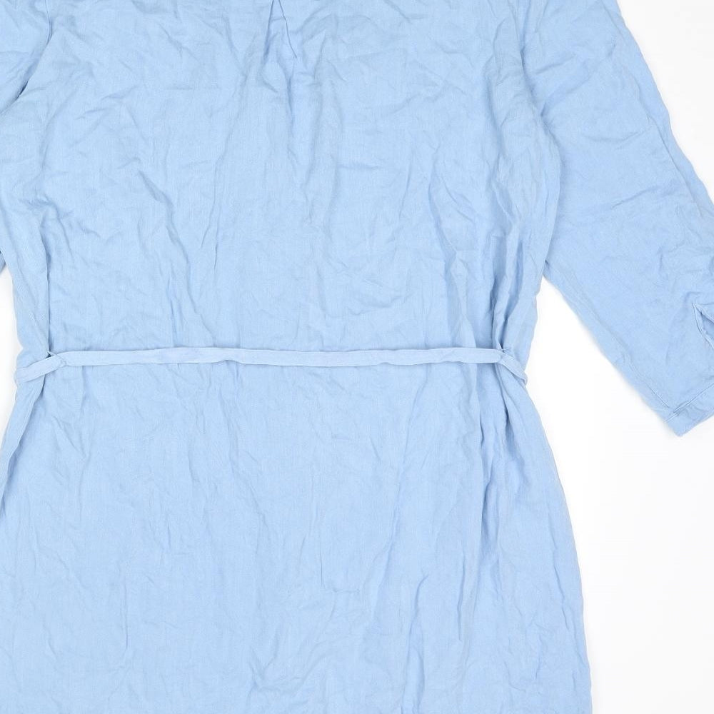 Phase Eight Womens Blue Viscose A-Line Size 14 V-Neck Button