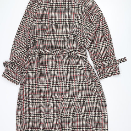 Marks and Spencer Womens Multicoloured Plaid Overcoat Coat Size 18 Snap