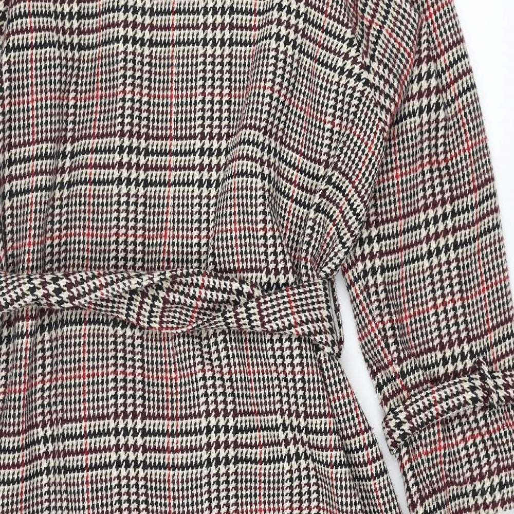Marks and Spencer Womens Multicoloured Plaid Overcoat Coat Size 18 Snap