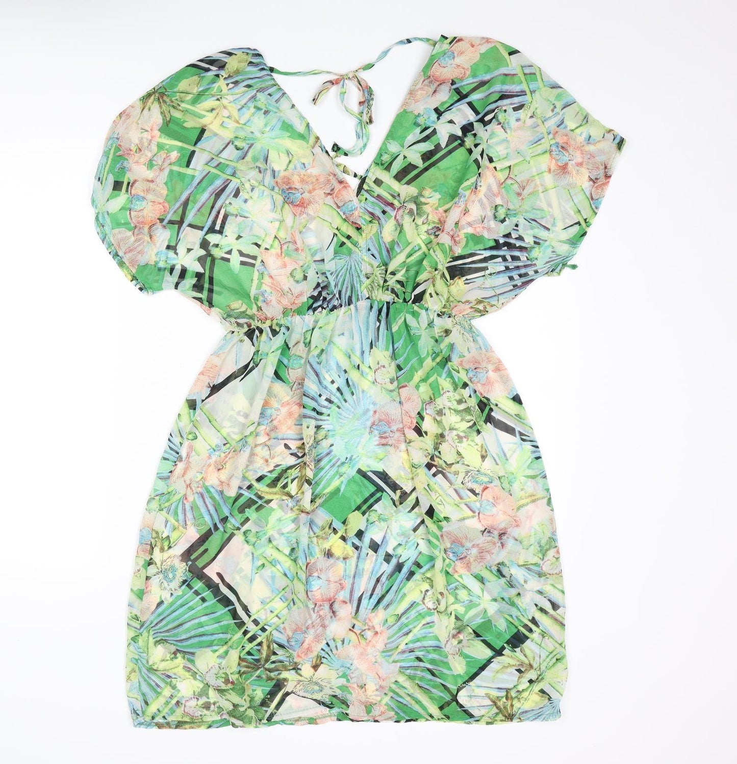 Brave Soul Womens Multicoloured Geometric Polyester Cover Up Size M