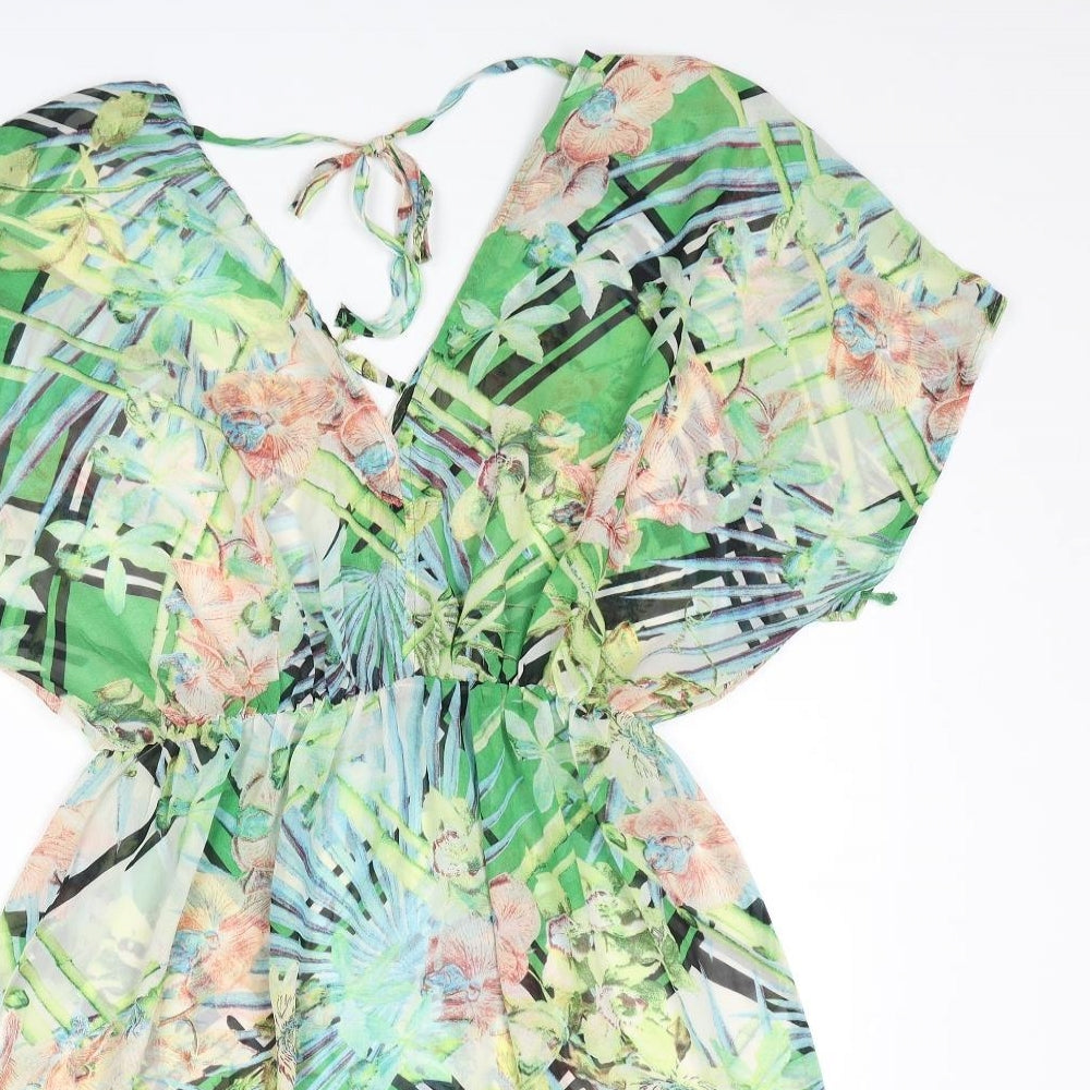 Brave Soul Womens Multicoloured Geometric Polyester Cover Up Size M