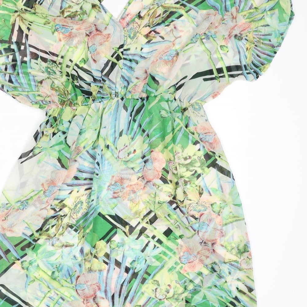 Brave Soul Womens Multicoloured Geometric Polyester Cover Up Size M