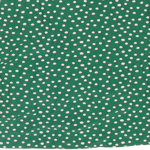 Topshop Womens Green Polka Dot Viscose Basic Blouse Size 6 Collared