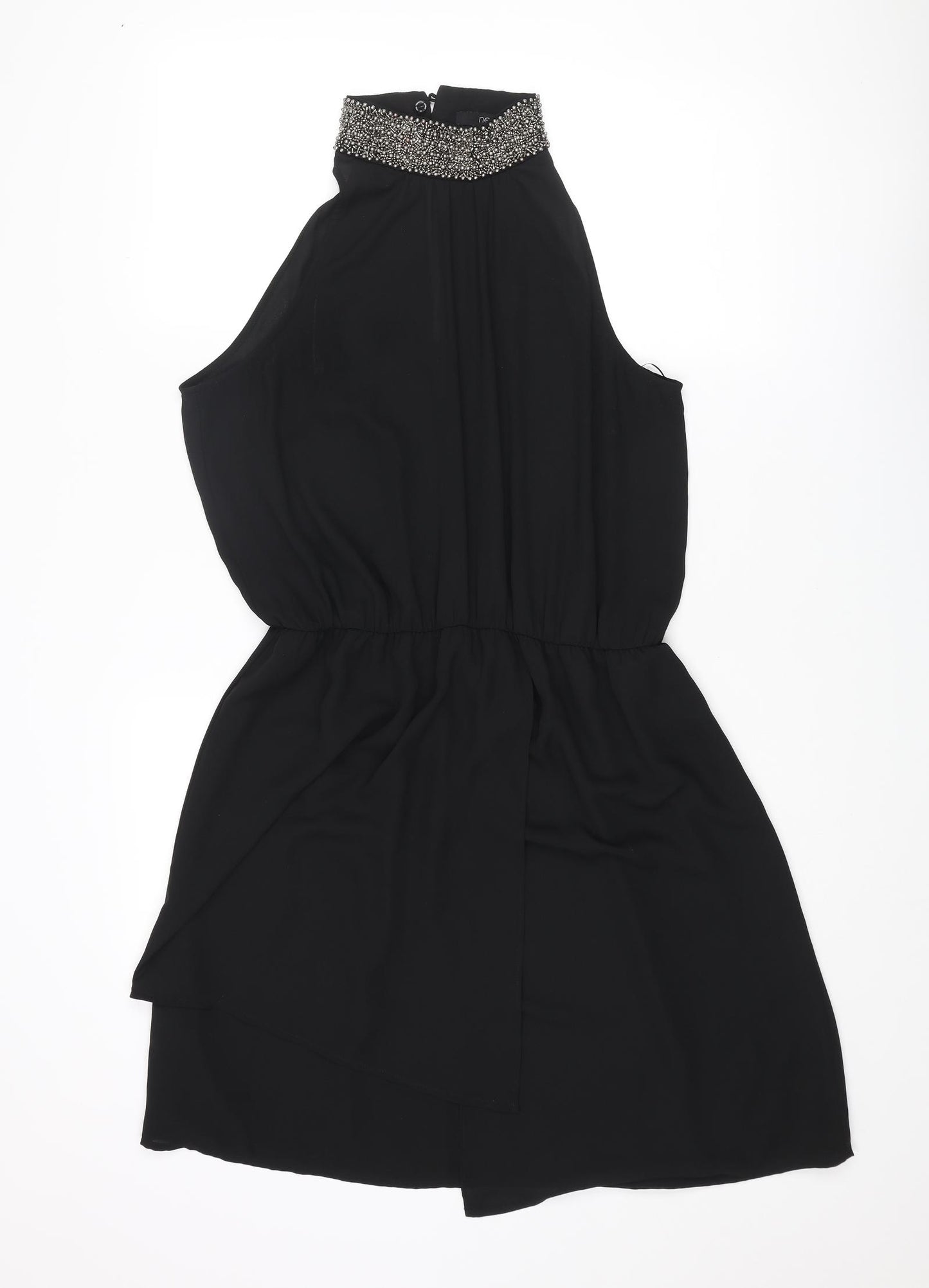 NEXT Womens Black Polyester A-Line Size 12 Halter Button