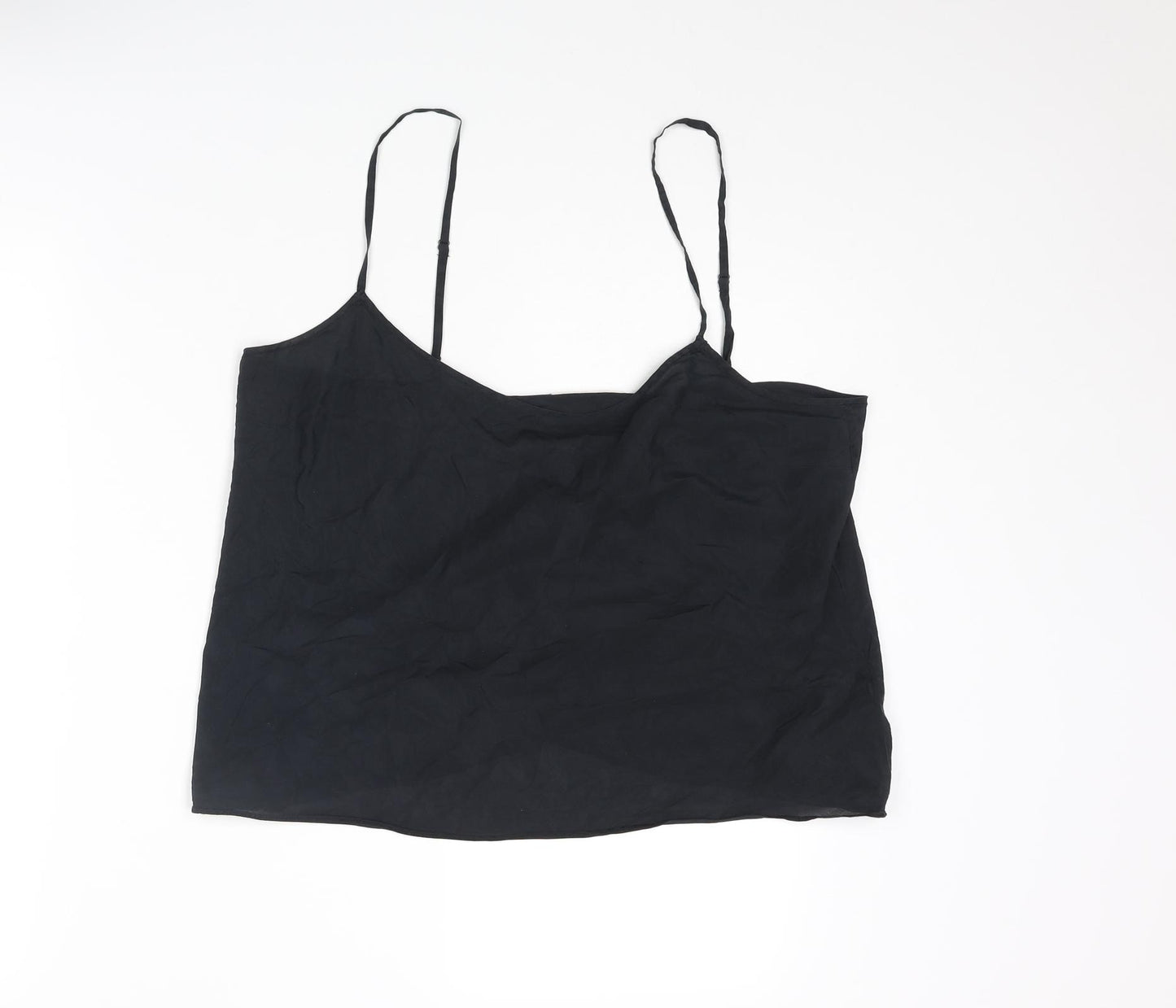 DKNY Pure Womens Black Silk Camisole Tank Size L Scoop Neck