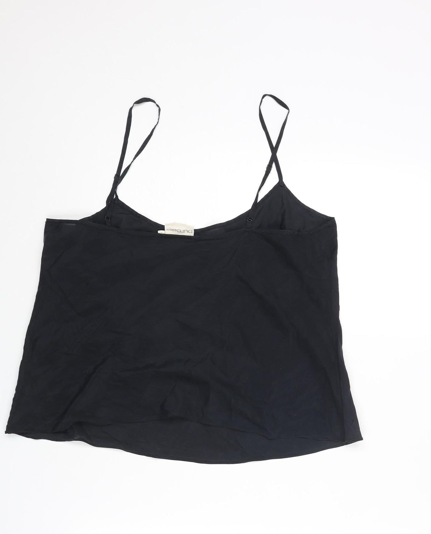 DKNY Pure Womens Black Silk Camisole Tank Size L Scoop Neck