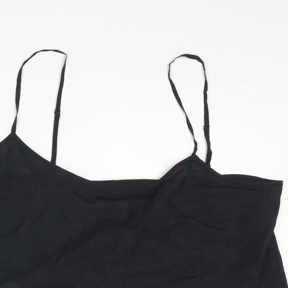DKNY Pure Womens Black Silk Camisole Tank Size L Scoop Neck