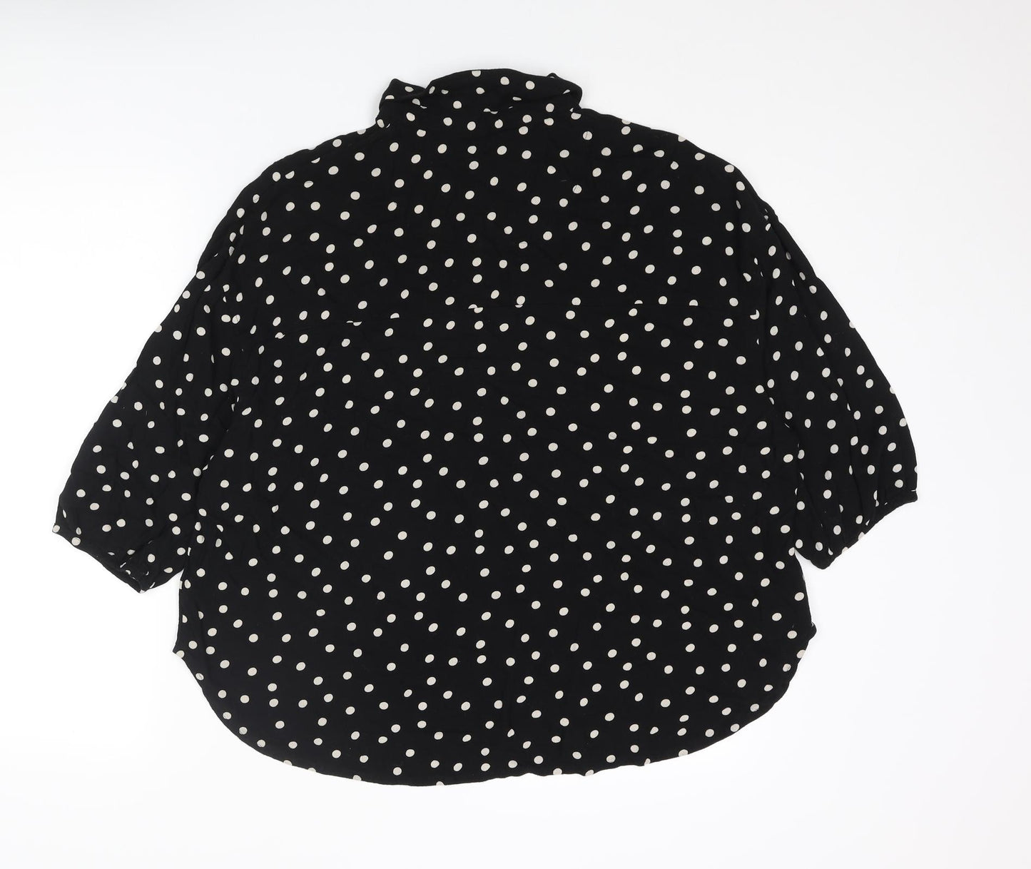 NEXT Womens Black Polka Dot Viscose Basic Button-Up Size 14 Collared