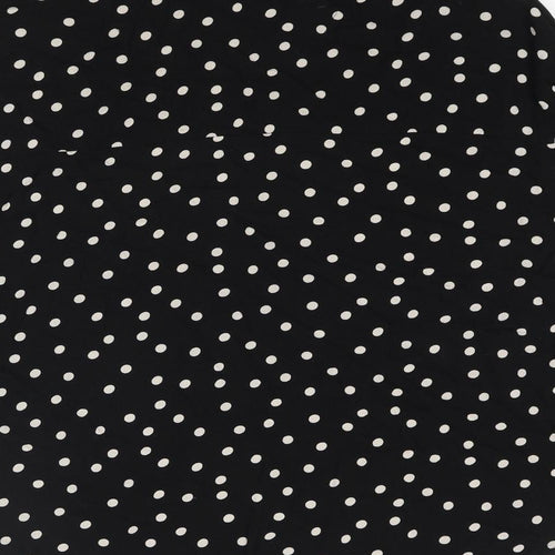 NEXT Womens Black Polka Dot Viscose Basic Button-Up Size 14 Collared