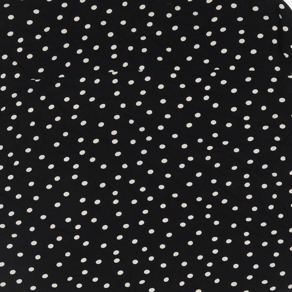 NEXT Womens Black Polka Dot Viscose Basic Button-Up Size 14 Collared