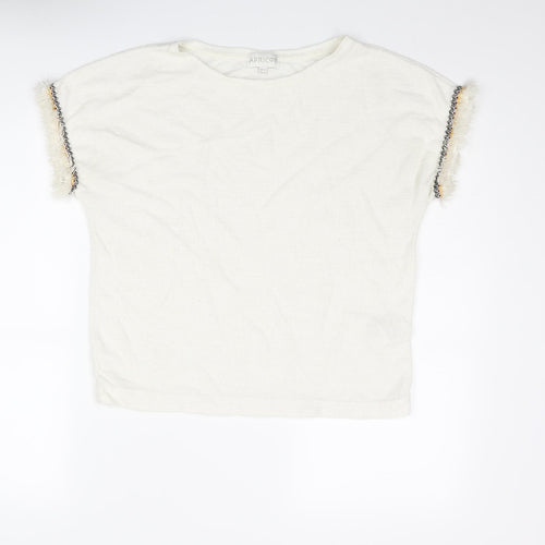 Apricot Womens Ivory Polyester Basic T-Shirt Size 12 Boat Neck
