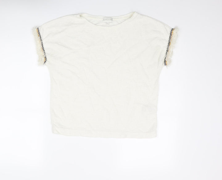 Apricot Womens Ivory Polyester Basic T-Shirt Size 12 Boat Neck