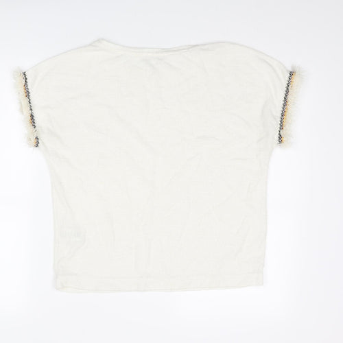 Apricot Womens Ivory Polyester Basic T-Shirt Size 12 Boat Neck