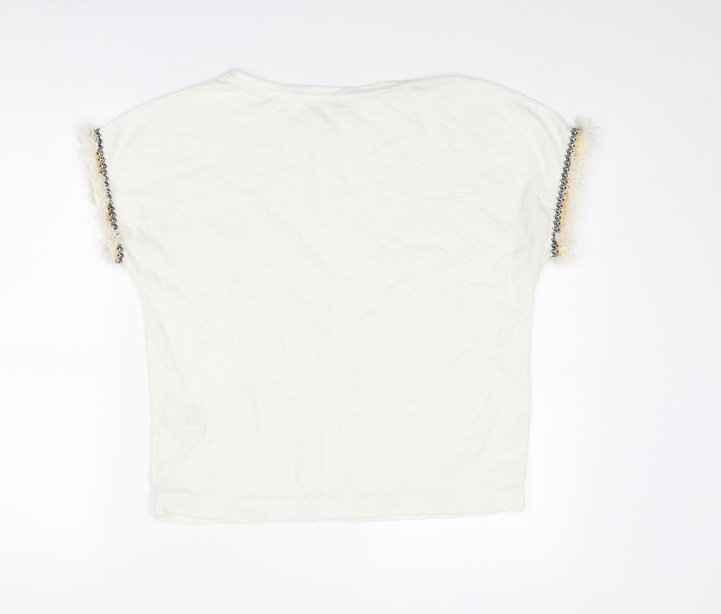 Apricot Womens Ivory Polyester Basic T-Shirt Size 12 Boat Neck
