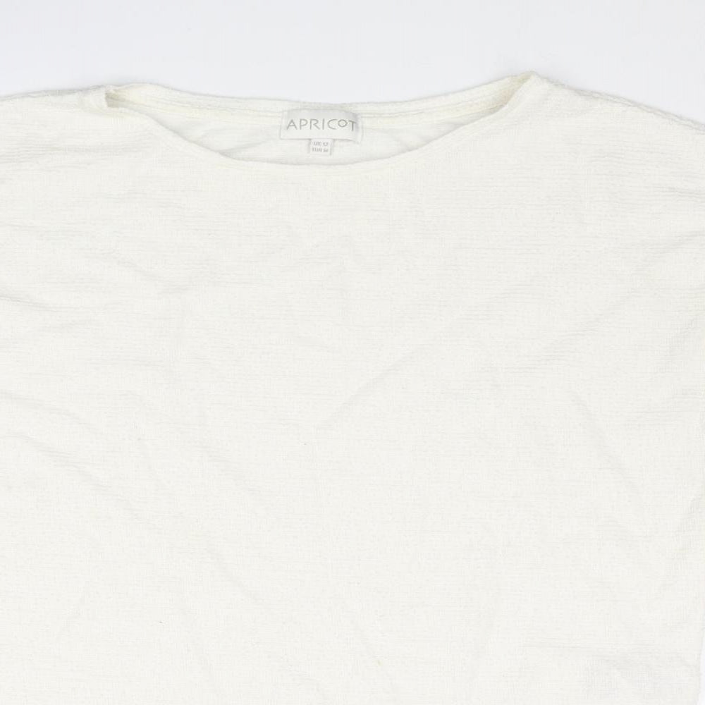 Apricot Womens Ivory Polyester Basic T-Shirt Size 12 Boat Neck