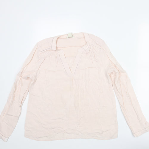 Monsoon Womens Pink Viscose Basic Blouse Size 10 V-Neck