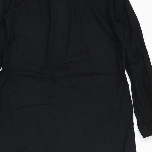 Fat Face Womens Black Cotton Shirt Dress Size 10 Collared Button