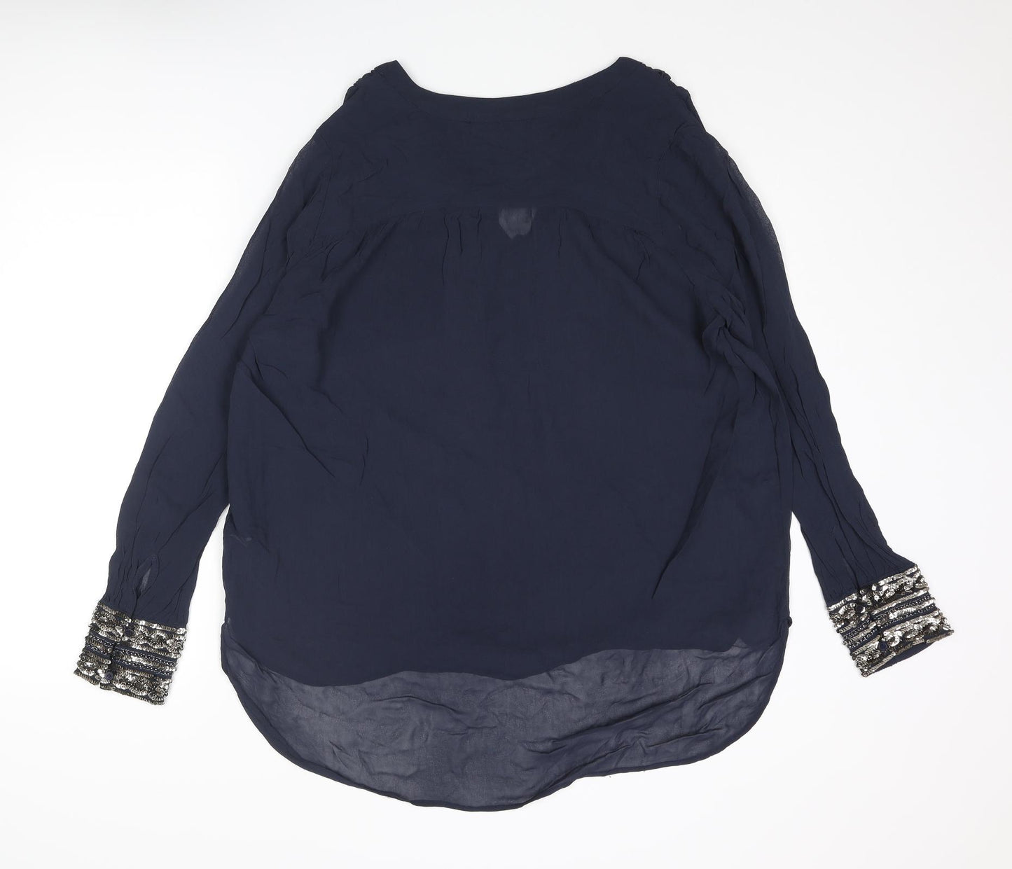 NEXT Womens Blue Viscose Basic Blouse Size 14 V-Neck