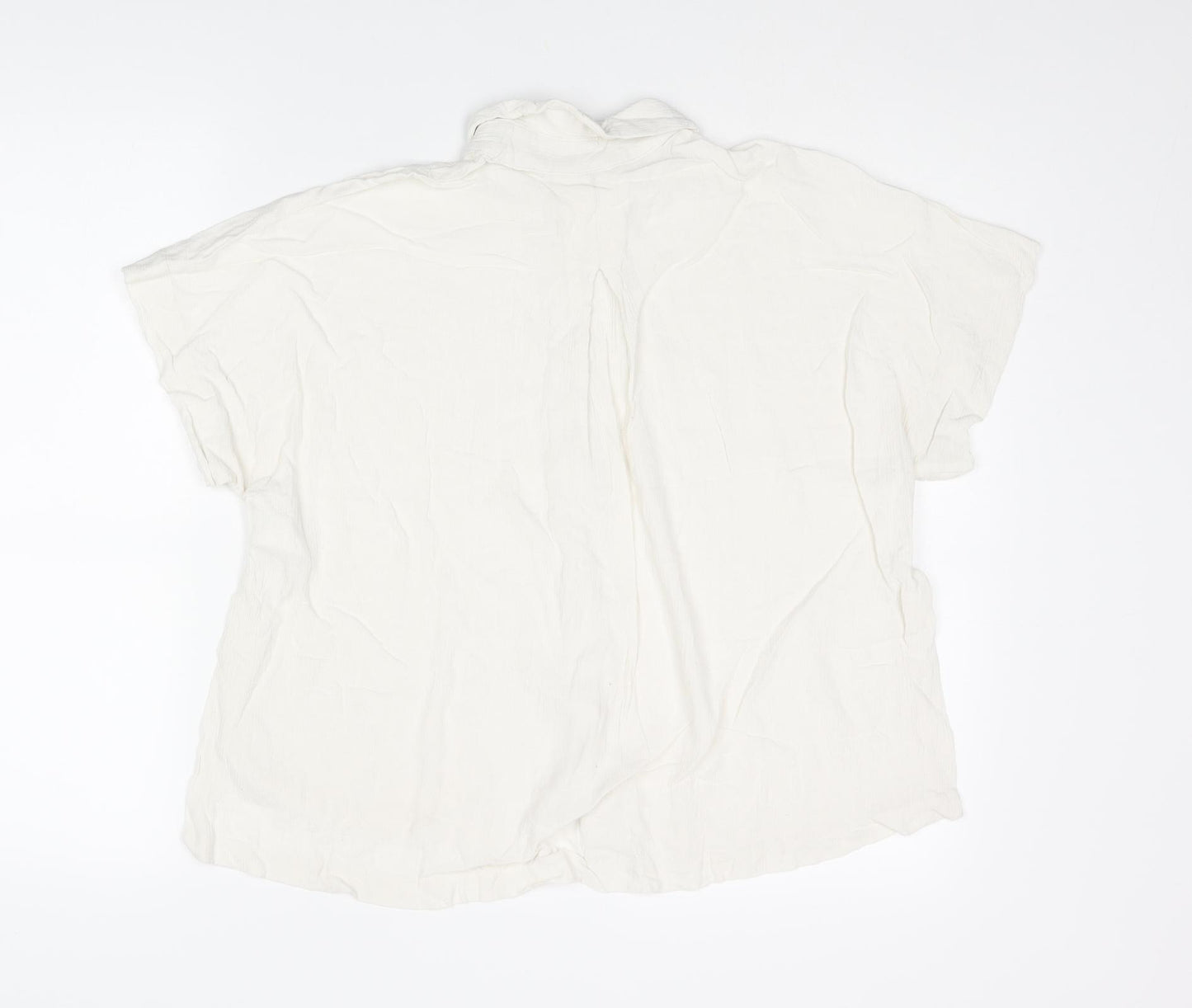 H&M Womens Ivory Viscose Basic Button-Up Size 8 Collared