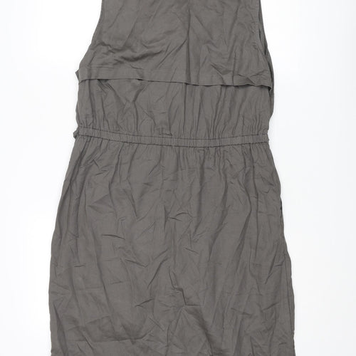 NEXT Womens Grey Lyocell Shirt Dress Size 16 Collared Snap