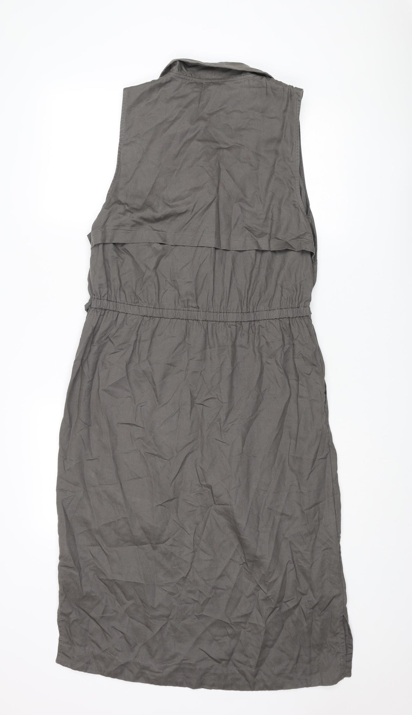 NEXT Womens Grey Lyocell Shirt Dress Size 16 Collared Snap