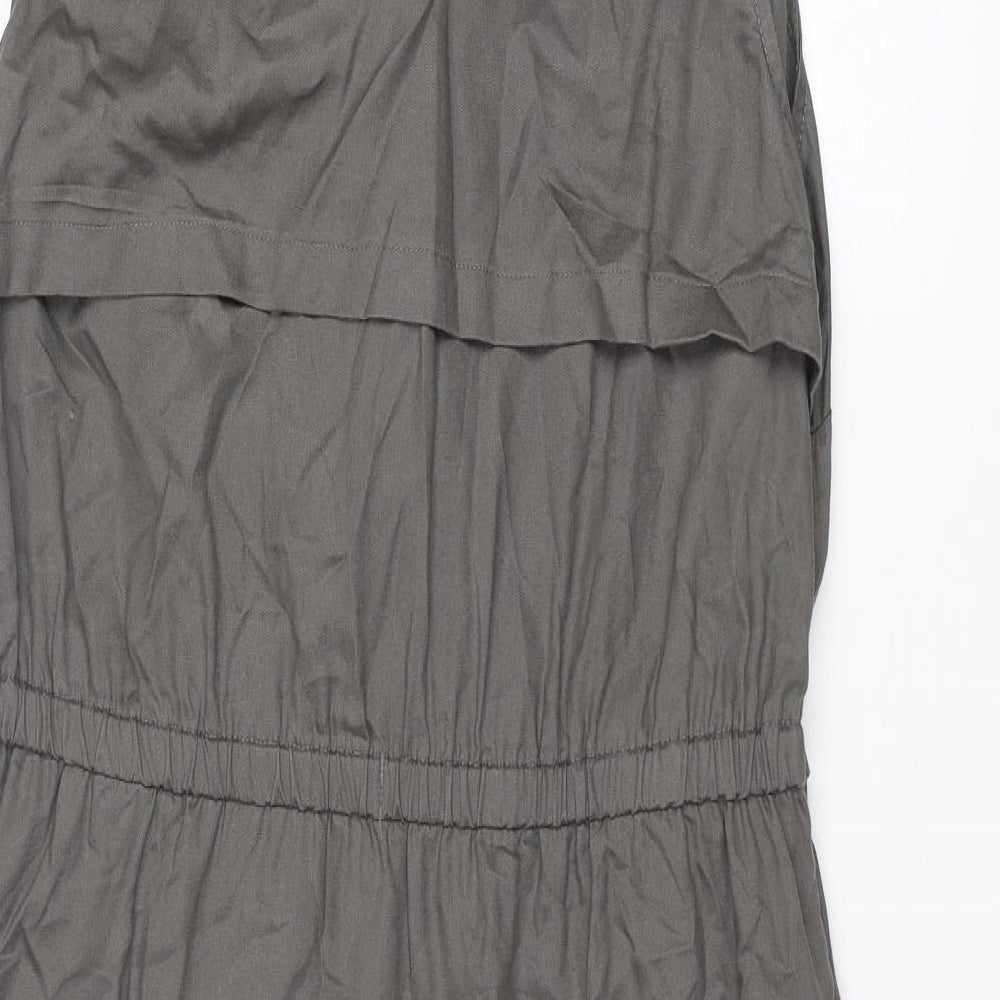 NEXT Womens Grey Lyocell Shirt Dress Size 16 Collared Snap