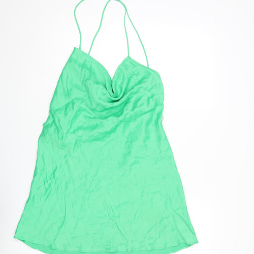 Zara Womens Green Viscose Mini Size 2XL Cowl Neck Pullover