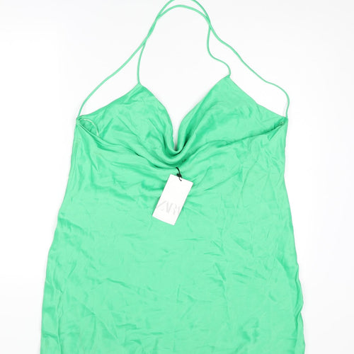 Zara Womens Green Viscose Mini Size 2XL Cowl Neck Pullover